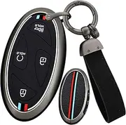 ontto 7 Buttons Alloy Car Key fob Cover Fit for Hyundai Ioniq 6 Grandeur GN7 Kona Elantra 2023 2024 Smart Key case Keyring Silicone Key Shell Holder Keychain Protector Accessories Black B