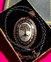 Tree of Life Pressed Etched Copper Necklace with Leather Cord