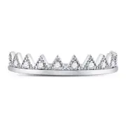 10kt White Gold Womens Round Diamond Beaded Chevron Stackable Band Ring 1/1