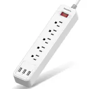 Power Strip w/5 Protector 5Ft Extension Cord charger with 3 USB Extension Cord
