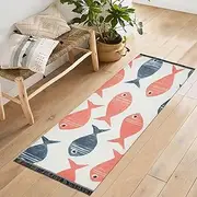QGBYMX Washable Runner Rug Colorful Seamless Fish 2’ x 6’ Non Slip Kitchen Runner Rug for Hallways Entryway Patio Living Room Floor Carpet Runner- Soft Thin Mat for Family Pet