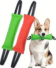 Clysoru Two Dog Tug Toy Dog，Double Pack Tough Jute Bite Pillow - Durable, Training Equipment - Puppy to Large Dogs Interactive Toy. (red and Green)