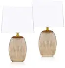 2-Pack BRUBAKER Table or Bedside Lamps - Gold/White - Ceramic Base - 15"