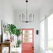 Matte Black Chandelier 8 Light Modern Farmhouse Chandelier Industrial Pendant Light Fixtures Ceiling Hanging Candle Chandeliers for Dining Room Chandelier Over Table Kitchen (6 Lights,Black)