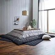 Ikehiko Yukari Kotatsu Futon Rectangular 80.7 x 112.8 inches (205 x 285 cm), Shijira Woven Fabric, Black, Uses Warm Filling, Fluffy Texture, Muted Color, Cotton Anti-Slip Treatment, Anti-Static,