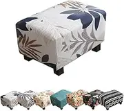 Ottoman Covers Slipcover Rectangle Footrest Stool Cover Ottoman Slipcover Stretch Storage Stool Footstool Cover Good Fitting Printed Washable Pouf Protector with Elastic Straps Bottom,A 1pcs