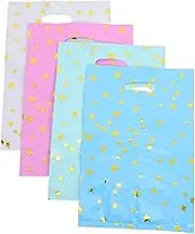 COMPUKAS 40pcs Goodie Candy Bags: Star Pattern Plastic Favor Bags Kids Small Sweet Pouch For Birthday Baby Shower Wedding Christmas New Years