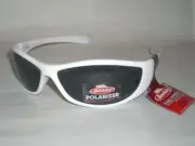 Berkley Polarized White Sunglasses Norman Smoke Lens 100% UVA/UVB Protection