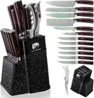 8/14pcs Block Knife Set,Chef's Knves Set with Block and Sharpener, Kitchen Knife
