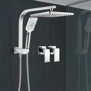 ACA 10" Square Shower Head With Twin Taps Set 3-Mode Handheld WELS Chrome