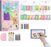 Kids Scratch Painting - Rainbow Dot Color Painting Set - Rainbow Dot Scratch Painting for Children Aged 6+, Squeegee Art Kids Painting Notebooks