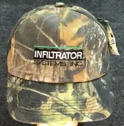 Infiltrator Systems Inc Mossy Oak Cap Snap Back Trucker Hat Camo Vintage NOS