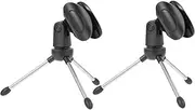 Abaodam 2Pcs Metal Desktop Microphone Stand Tripod Durable Mic Holder for Home Use Sturdy Design with for Stability for Recording and Streaming