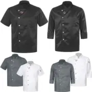 Mens Jacket Cooking Chef Coat Bakery Shirts Soft Outerwear Waiter Tops Hotel
