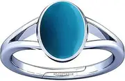 [Divya Shakti] 10.25-10.50 Carat Turquoise Feroza Gemstone Silver Adjustable Ring for Mens & Womens