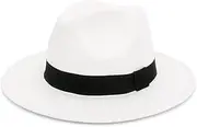 [Grafanty] Men Women 1920s Gatsby Panama Fedora Hat Cowboy Hats Cap Wide Brim Felt Gatsby Hat Gatsby Costume Fancy Dress up Panama Trilby Hats Halloween Costume Mobster Hats Floppy Church Sombreros Hats White