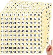1-100 Labels Number Stickers Circles, 25 Sheets Holographic Number Stickers Adhesive Numbers, Continuous Adhesive Dots Labels Self-Adhesive, Office Classification - White 10 mm, Pack of 2500