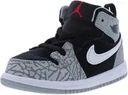 [Nike] Toddler's Jordan 1 Mid SE Elephant Print Blk/University Red-Wht (DM6217 016), Black/University Red-white, 7 Toddler
