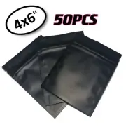 50Units Smell Proof Mylar Bags 4x6in Zip Seal Black Matte Heat Sealable Baggies