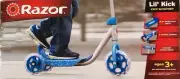 Razor lil kick kick scooter blue ages 3+ 3 wheel design and slip-resistant deck