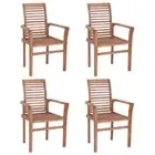 vidaXL Stacking Dining Chairs 4 pcs Solid Teak BBT