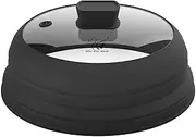 Microwave Splatter Cover Glass Guard Lid with Collapsible Silicone for Food Pot Plate 10.5 inch Black