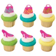 Animal Print Purse and Shoe Cake Picks (12 Pieces) Fashion Themed Cake Decor,
