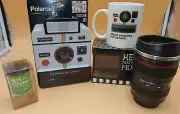 POLAROID CAMERA PUZZLE, TOOTHPICK FILM, MUG SET