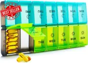 XL Large Daily Pill Organizer 2 Times a Day, Extra Jumbo 7 Day Pill Box Am Pm, W