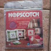 Vtg Hopscotch Cross Stitch Fabric 15 x 15 - Dusty Rose / Ivory New Charles Craft