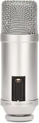 Rode Broadcaster Large-Diaphragm Condenser Microphone, XLR, Silver