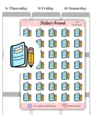 Homework Icon Planner Sticker, Assignment Icon Planner Sticker, Study Sticker