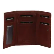 Pierre Cardin Womens Leather Wallet Stich Design Large Tri-Fold in Tan Brown