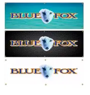 BLUE FOX LURES FISHING BANNER BASS BOAT MAN CAVE DECAL STICKER GRAPHIC