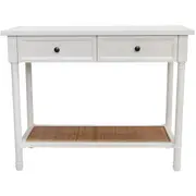 Resort 100x80cm Fir Wood MDF 2-Drawer Console Table Rectangle Furniture White