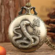Steampunk Chinese Zodiac Men Women Kids Quartz Pocket Watch Necklace Chain Gift