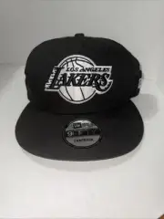 NBA LA Lakers Black White 9FIFTY Adjustable Snap-Back New Era Cap Hat NWT