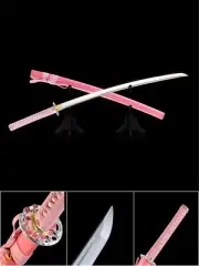 Pink Katana Sword Hadfield Steel Blade Decorative Rose Guard with Pink Scabbard
