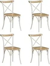 Cross Chairs 4 pcs White Solid Mango Wood Kitchen Chair