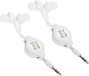 HOMSFOU 2pcs Plastic Retractable Headsets Wired Ear Headphone Copper Earbud Headphone White Sports Headphones Wired