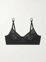 [HEIST] HEIST - The Eco Recycled Lace And Stretch-tulle Soft-cup Bra - Black - large large Black
