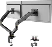 Ibergrif Dual Monitor Mount for 13-32 inch Screens, Adjustable Gas Arm, Supports 2 Monitors, Tilt, Swivel and Rotation with C-Clamp and Grommet, VESA 75/100mm (MA001-2)