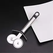 Pizza Cutter Tool 4 Patterns Pizza Cutter Stainless Steel Double Roller Pizza Knife Cutter Pastry Pasta Dough Crimper,C