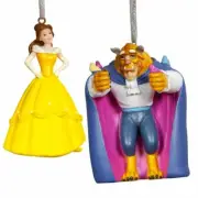 DISNEY BEAUTY AND THE BEAST BELLE AND BEAST 3D CHRISTMAS TREE HANGING ORNAMENTS