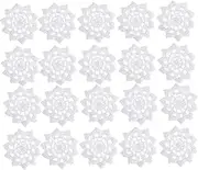FIXOSHEE 20Pcs Cotton Crochet Flower Appliques DIY Embellishments for Sewing Decorative Doilies for Present Bags Hair Clips and Craft Projects