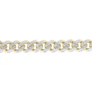 14k Yellow Gold 8.25" White Pave Lite Miami Cuban 8MM Link Chain Bracelet 8grams