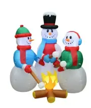 5 Foot Tall Christmas Inflatable Snowman Campfire Marshmallows Yard Decoration