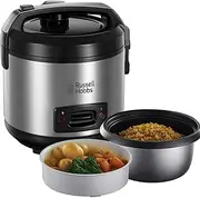 [Russell Hobbs] 27080-56 Rice Cooker [Test Winner] 1.2 L with Steamer Insert with Aroma Hinged Lid (Warming Function, Non-Stick Coated Garden Pot, Rice Spoon and Measuring Cup, Stainless Steel)