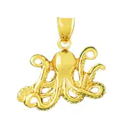 14K Gold 24MM Octopus Pendant