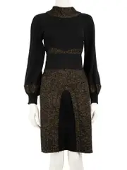 2011 Pre-Fall Gold & Black Wool Dress